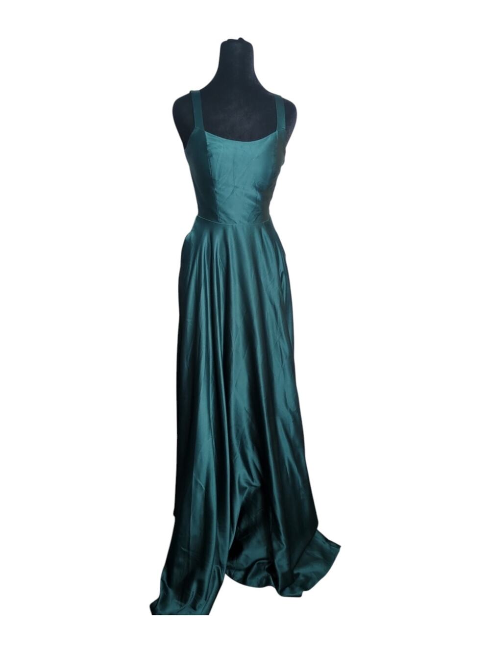 B Darlin Silky Open Back Deep Green Sleeveless Maxi Formal Dress Size Junior 0